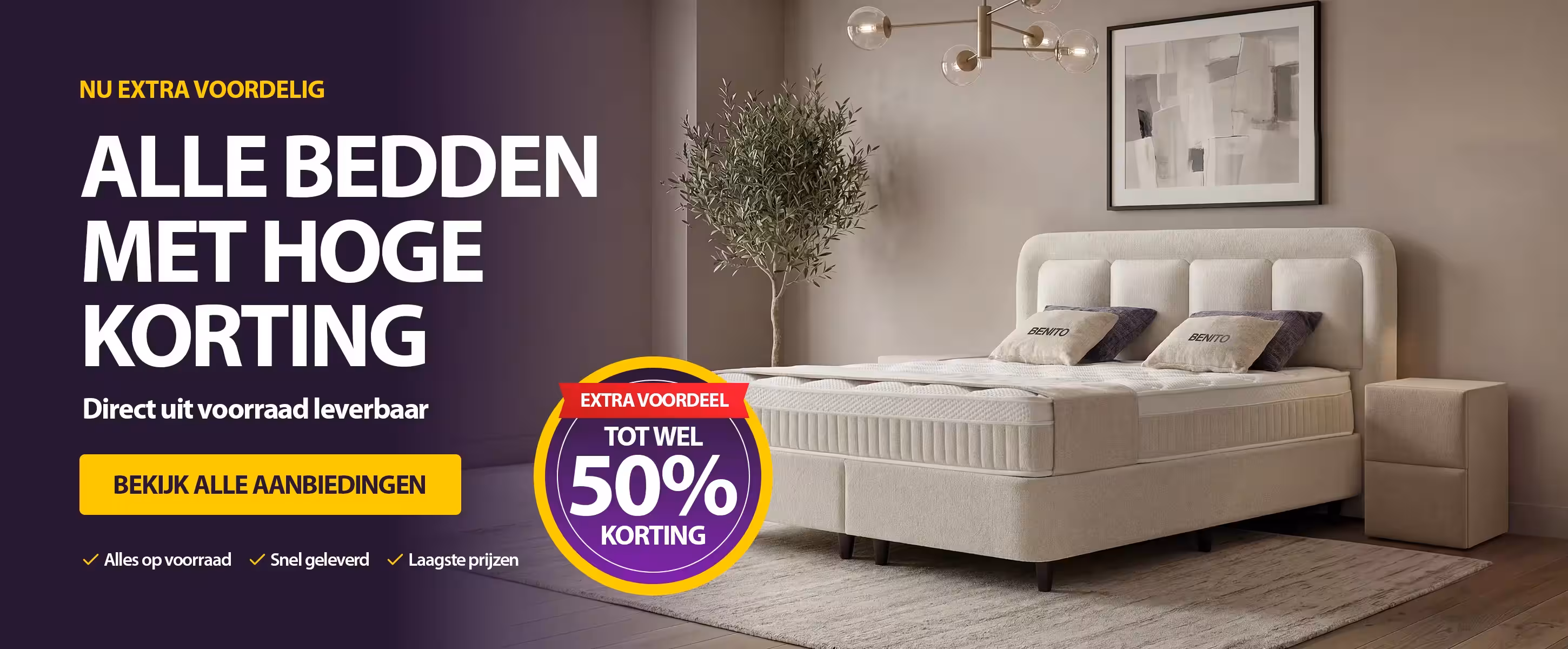 Direct Leverbare Bedden – 50% Kortingsactie